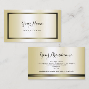 Elegant Champaigne Gold with Dark Frame Simple Business Card