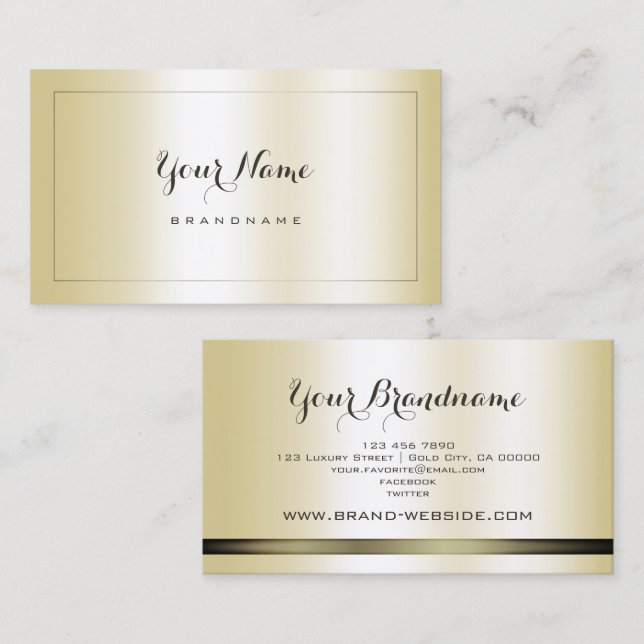 Elegant Champaigne Gold with Dark Frame Simple Business Card (Front/Back)