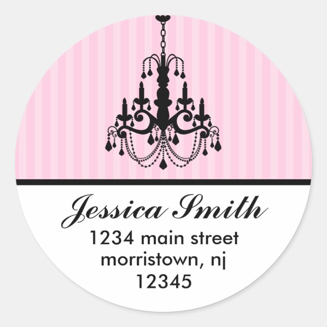 Elegant Chandelier and Stripes Address Labels (Front)