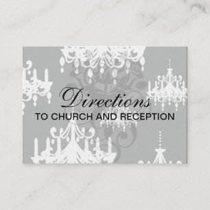 elegant chandelier black white damask enclosure card