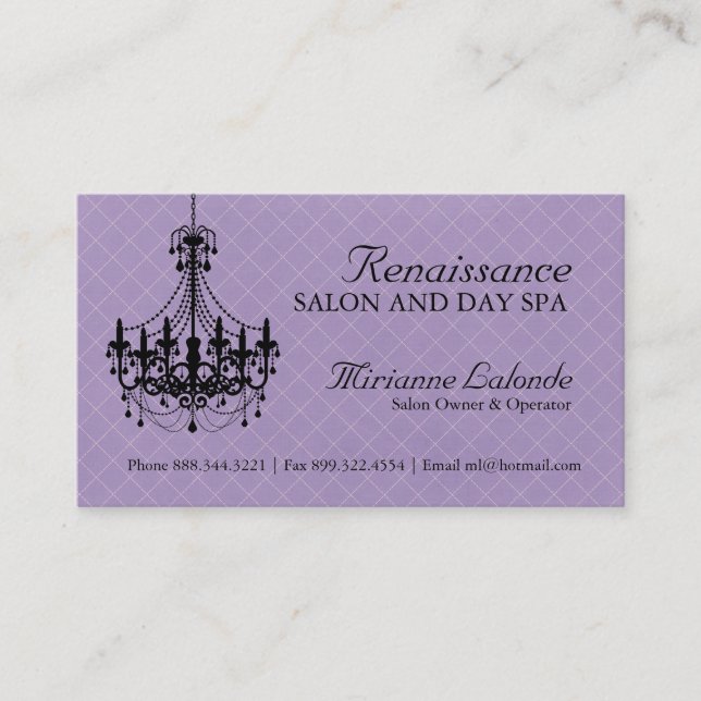 Elegant Chandelier Business Cards (Front)