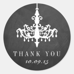 Elegant Chandelier Chalkboard Wedding Collection Classic Round Sticker