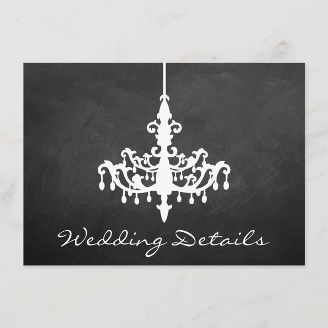 Elegant Chandelier Chalkboard Wedding Collection Enclosure Card (Front)
