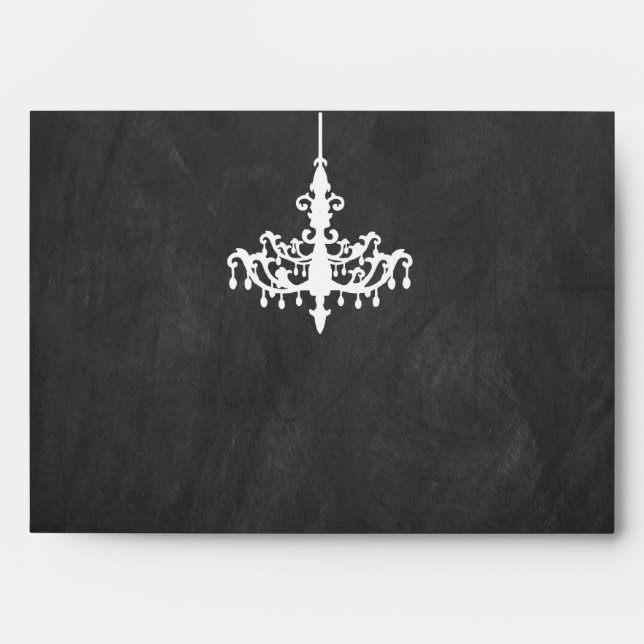 Elegant Chandelier Chalkboard Wedding Collection Envelope (Front)
