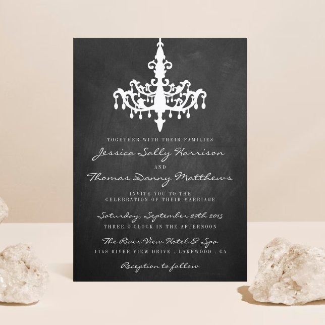 Elegant Chandelier Chalkboard Wedding Collection Invitation (Creator Uploaded)