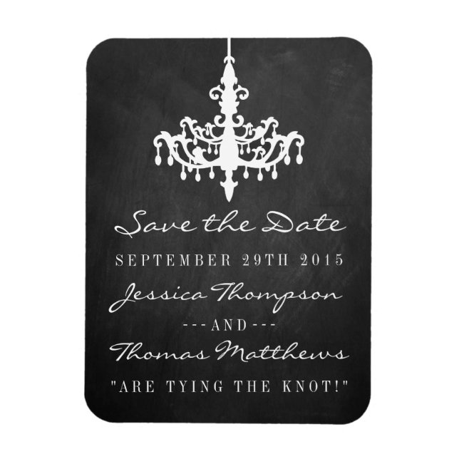 Elegant Chandelier Chalkboard Wedding Collection Magnet (Vertical)