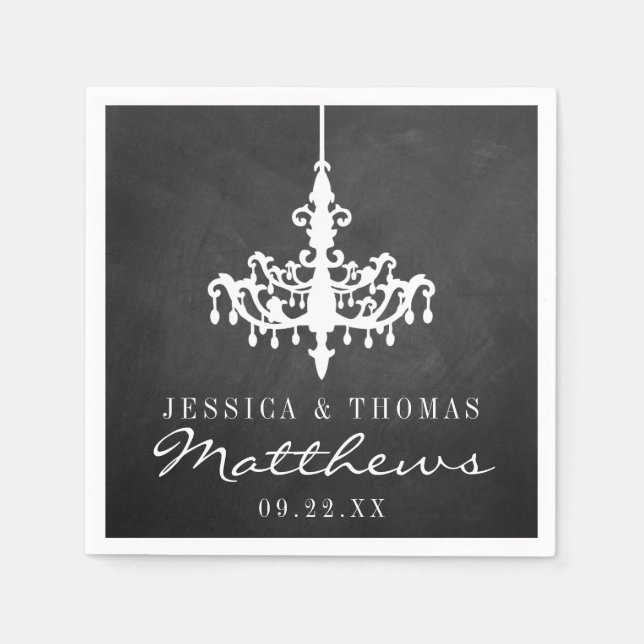 Elegant Chandelier Chalkboard Wedding Collection Napkin (Front)