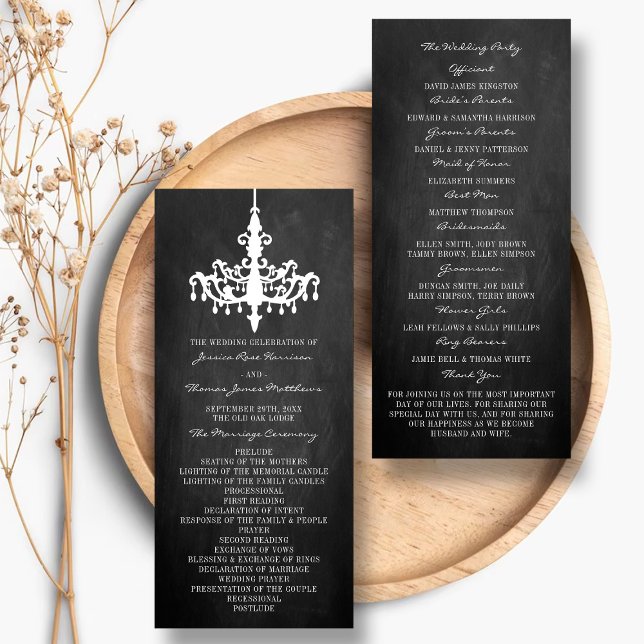 Elegant Chandelier Chalkboard Wedding Collection Programme (Creator Uploaded)