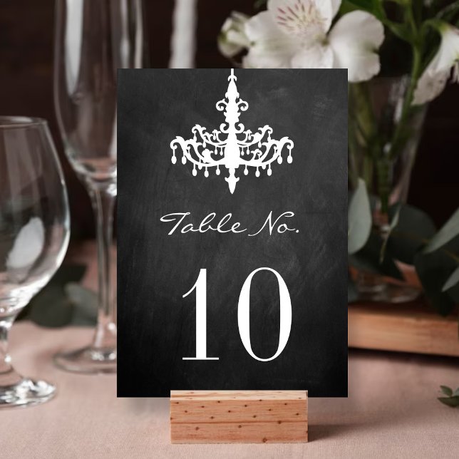 Elegant Chandelier Chalkboard Wedding Collection Table Number (Creator Uploaded)