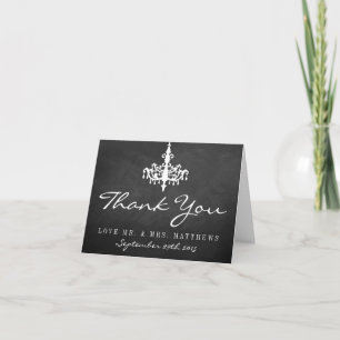 Elegant Chandelier Chalkboard Wedding Collection Thank You Card