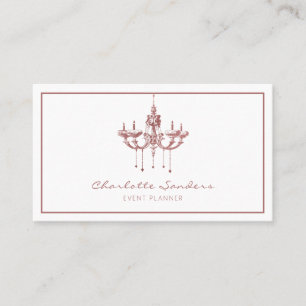 Elegant chandelier dusty pink business card