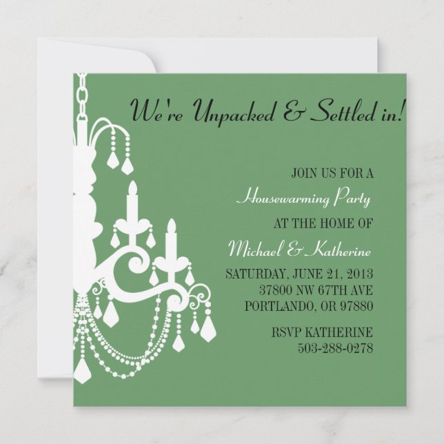 Elegant Chandelier Housewarming Party Invitation (Front)
