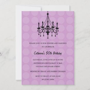 Elegant Chandelier Party Invitation - Purple