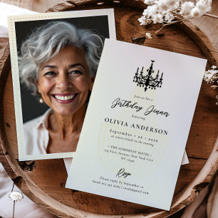 Elegant Chandelier & Photo Birthday Celebration Invitation