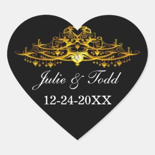 Elegant Chandelier Save The Date Wedding Heart Sticker