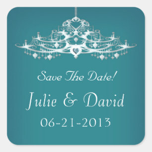 Elegant Chandelier Save The Date Wedding Square Sticker