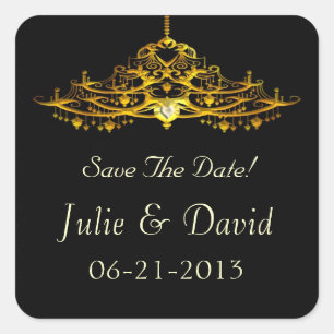 Elegant Chandelier Save The Date Wedding Square Sticker