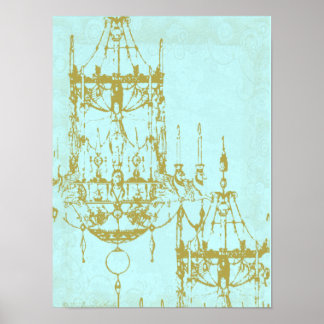 Elegant Chandelier Vintage Patina Poster Print