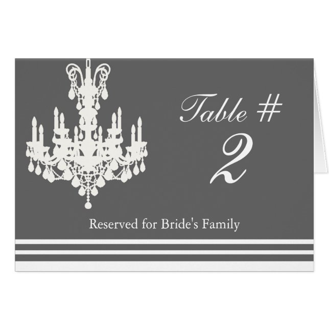 Elegant Chandelier Wedding Table Card (Front Horizontal)