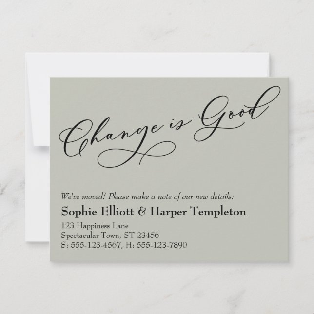 Elegant Change is Good Sage Moving Announcement (Front)
