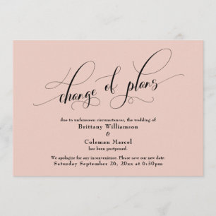 Elegant Change of Plans Blush Wedding Announcement