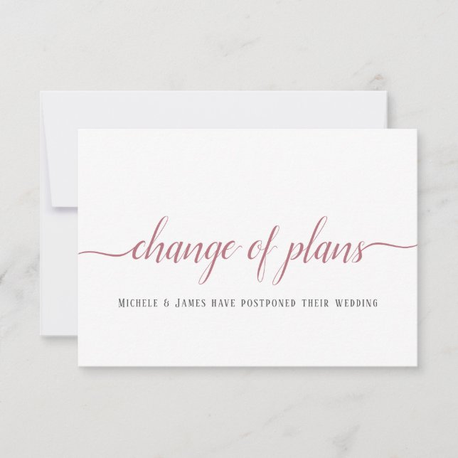 Elegant Change of Plans Wedding Date Postponement Announcement (Front)