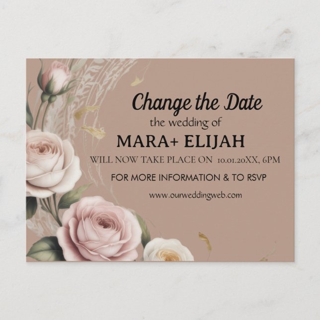 Elegant Change the Date Wedding Card (Front)