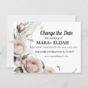 Elegant Change the Date Wedding Card