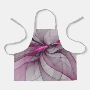 Elegant Chaos Modern Abstract Pink Fractal Art Apron