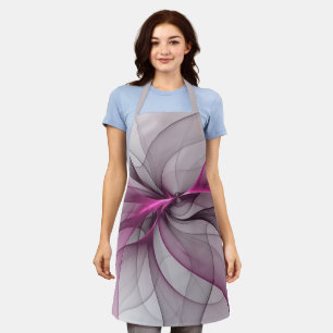 Elegant Chaos Modern Abstract Pink Fractal Art Apron