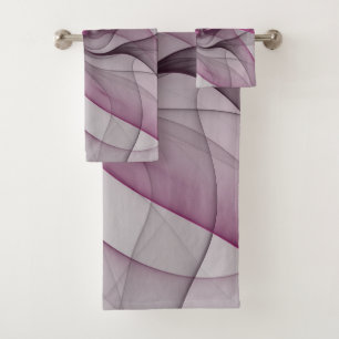 Elegant Chaos Modern Abstract Pink Fractal Art Bath Towel Set