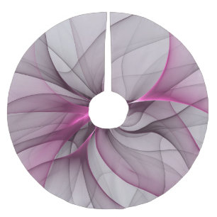 Elegant Chaos Modern Abstract Pink Fractal Art Brushed Polyester Tree Skirt