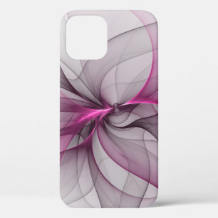 Elegant Chaos Modern Abstract Pink Fractal Art iPhone 12 Case
