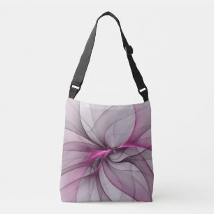 Elegant Chaos Modern Abstract Pink Fractal Art Crossbody Bag