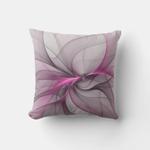 Elegant Chaos Modern Abstract Pink Fractal Art Cushion