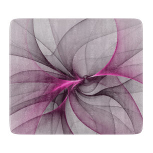 Elegant Chaos Modern Abstract Pink Fractal Art Cutting Board