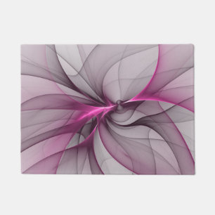 Elegant Chaos Modern Abstract Pink Fractal Art Doormat
