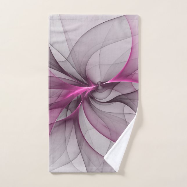 Elegant Chaos Modern Abstract Pink Fractal Art Hand Towel (Hand Towel)