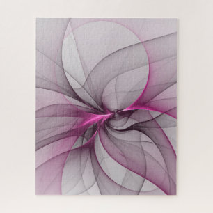 Elegant Chaos Modern Abstract Pink Fractal Art Jigsaw Puzzle
