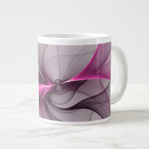 Elegant Chaos Modern Abstract Pink Fractal Art Large Coffee Mug