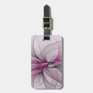 Elegant Chaos Modern Abstract Pink Fractal Art Luggage Tag