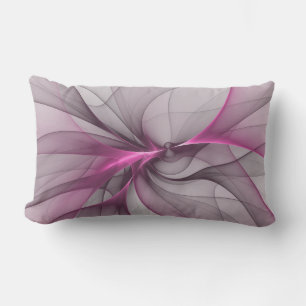 Elegant Chaos Modern Abstract Pink Fractal Art Lumbar Cushion