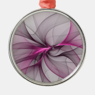 Elegant Chaos Modern Abstract Pink Fractal Art Metal Tree Decoration
