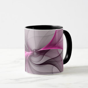 Elegant Chaos Modern Abstract Pink Fractal Art Mug