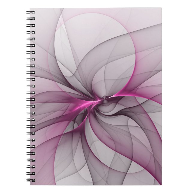 Elegant Chaos Modern Abstract Pink Fractal Art Notebook (Front)
