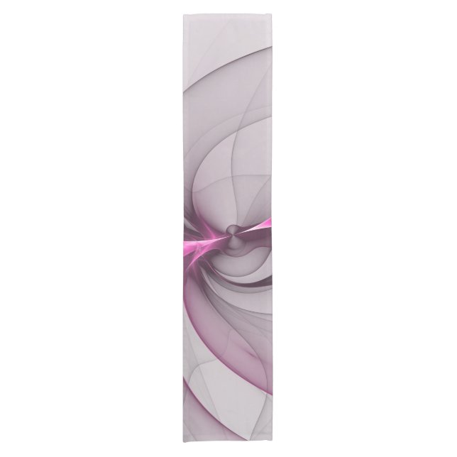 Elegant Chaos Modern Abstract Pink Fractal Art Short Table Runner (Front)