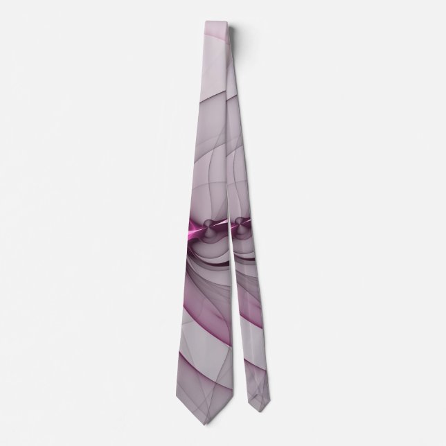 Elegant Chaos Modern Abstract Pink Fractal Art Tie (Front)