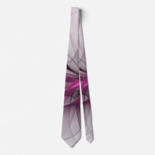 Elegant Chaos Modern Abstract Pink Fractal Art Tie