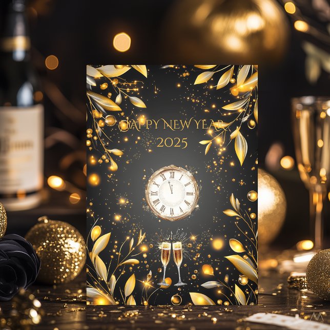 Elegant Charcoal and Gold New Year Eve Countdown Invitation (Creator Uploaded)