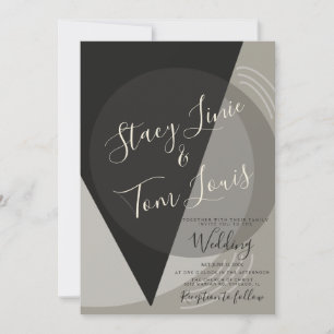 Elegant Charcoal Grey Geometrical Wedding Invitation